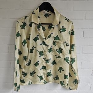 Frog Print Pajama Top